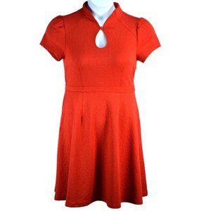 MODCLOTH Red Dress Size XL A Line Floral Embossed Keyhole NWOT